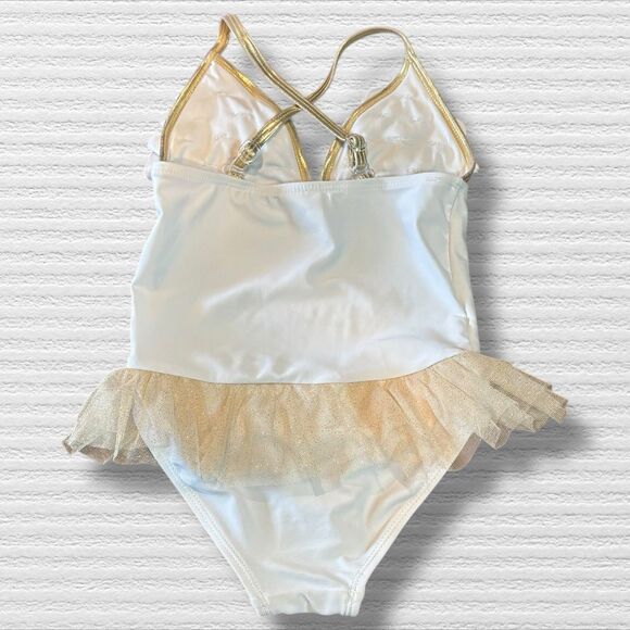 Floatimini heart tutu white gold tutu swimsuit Size 5 - Picture 2 of 4